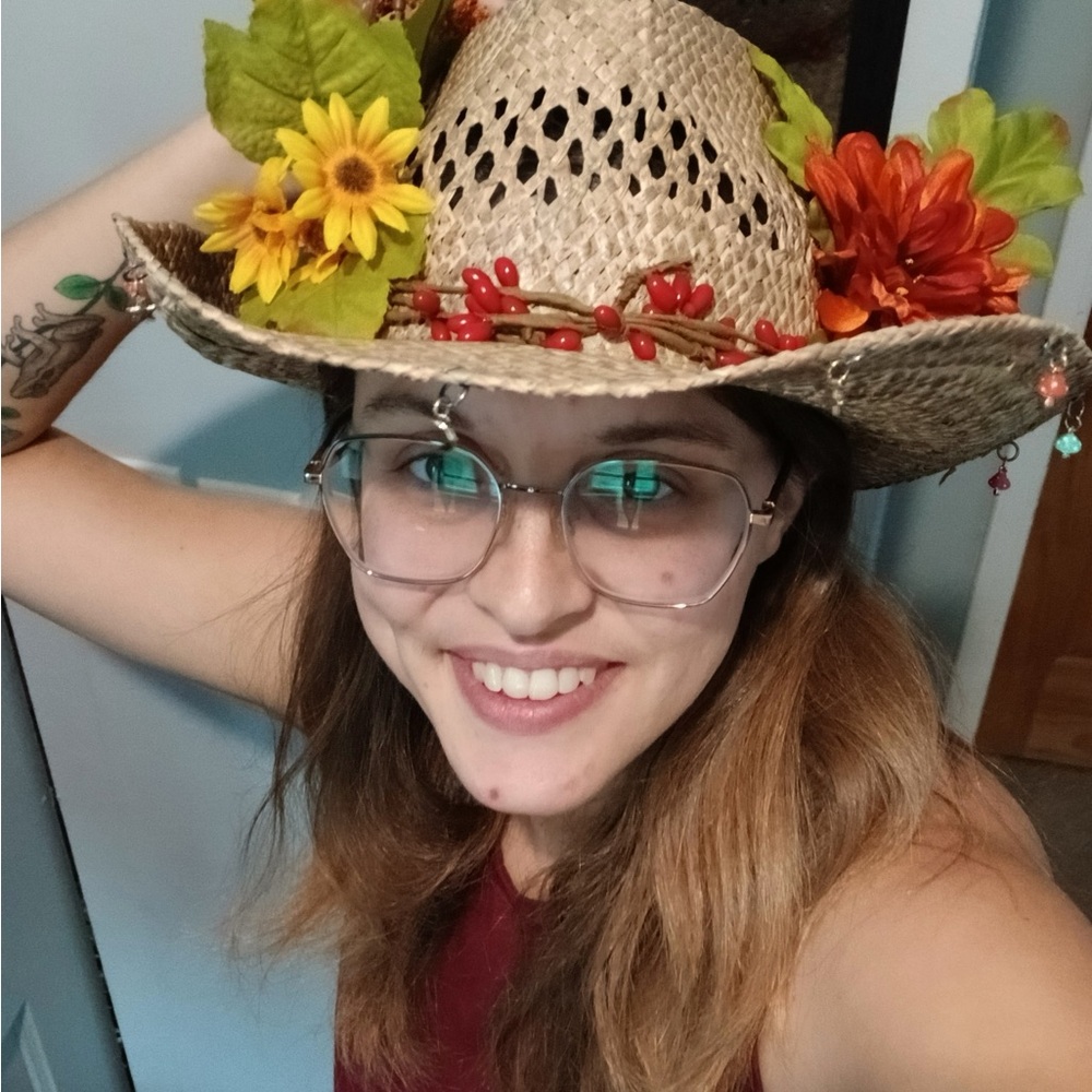 Orange and Yellow Floral Sun Hat Accessories